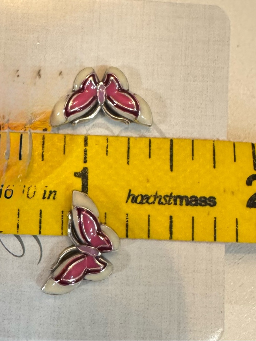 Brighton Silver-Tone Pink & Cream Butterfly Stud Earrings - Picture 4 of 4